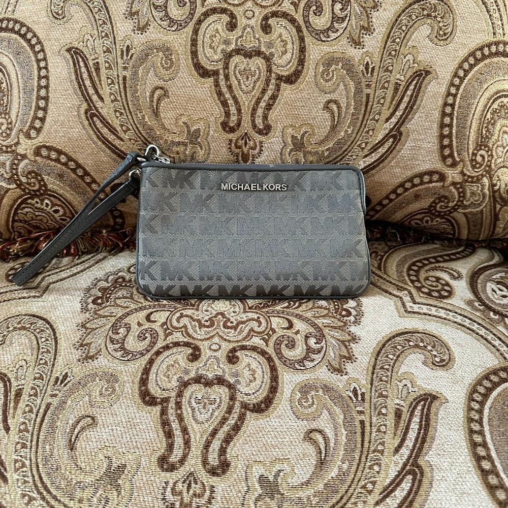 Michael Kors Charcoal Monogram Wristlet